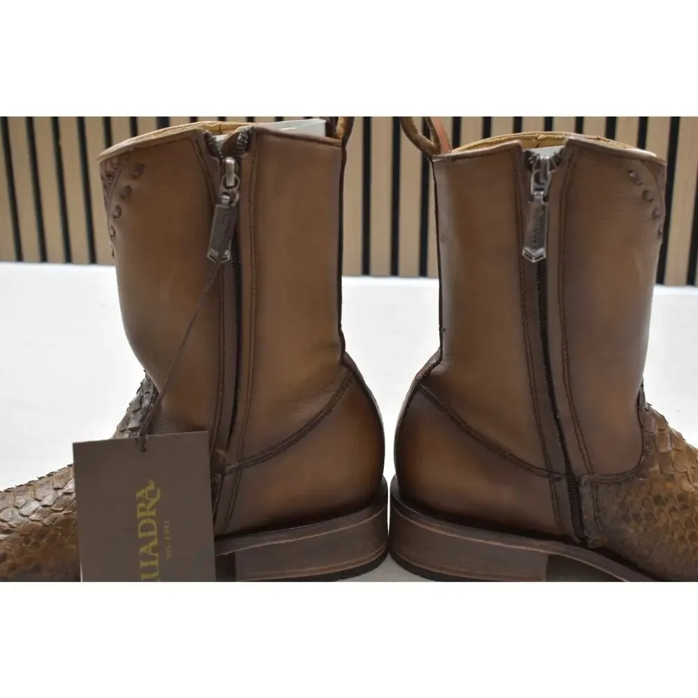 Cuadra Men's Honey Python Skin Laser Woven Zip Leather Boot CU425 US Size 6 EE